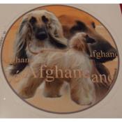 AUTOCOLLANT rond 15cm - LEVRIER AFGHAN SABLE