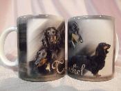 TASSE/MUG -  Chien TECKEL NOIR ET FEU POIL LONG